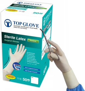 Gants de chirurgie latex poudrés (50 paires)