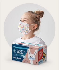 Masque chirurgical 3 plis pour enfants - type IIR -  50 unités - (Bleu-Rose-Candy)