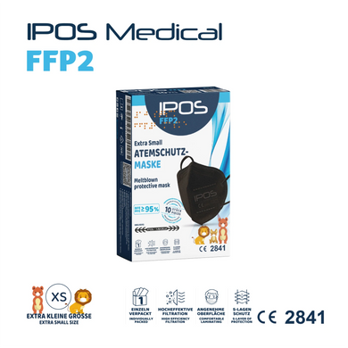 Masques FFP2 pour enfants - IPOS - boîte d 10 masques - Noirs - 0,35€/masque