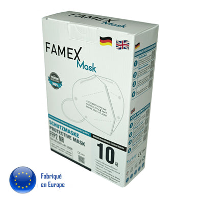Masques FFP2  blancs- FAMEX - Boîte de 10 pièces